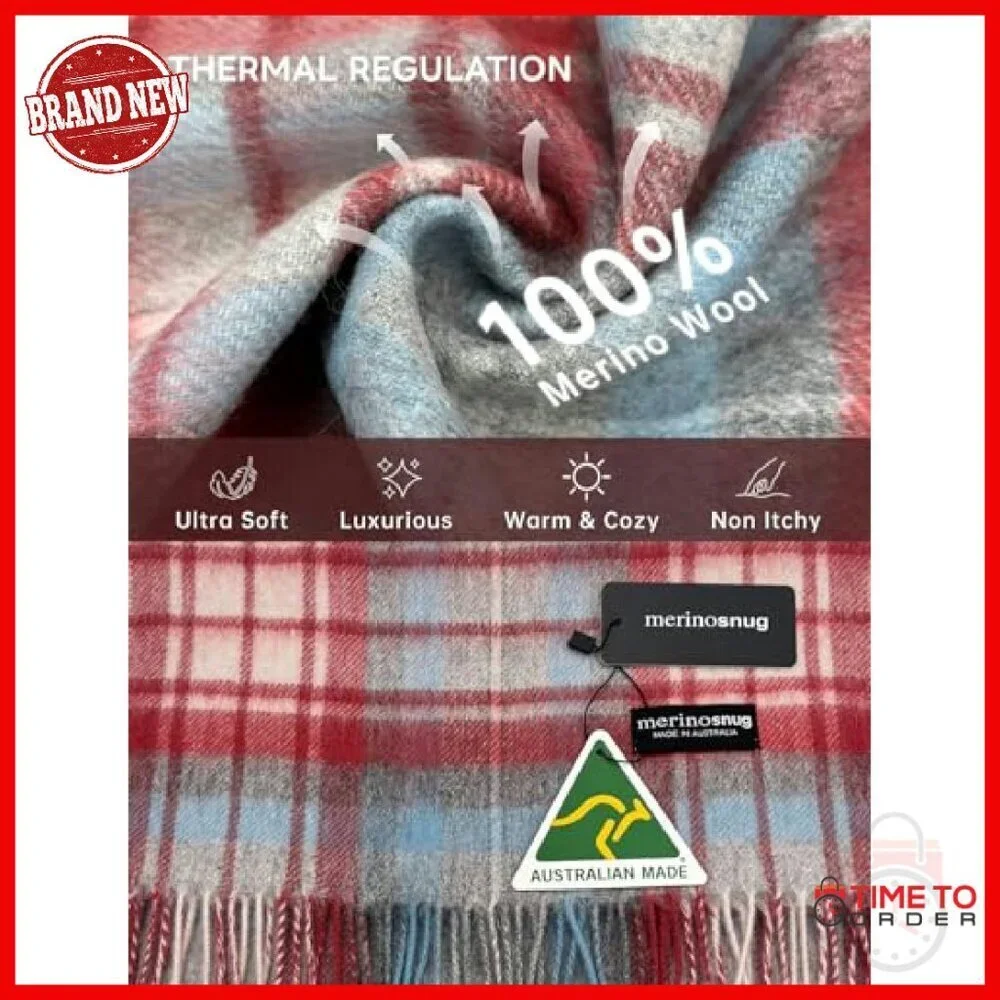 100% Merino Wool Winter Scarf Shawl Wrap Pashmina Soft Lightweight